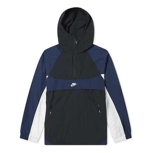 Nike Re-issue Woven Popover Jacket Small logo Blue/Black BV5386-010