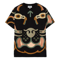 KENZO SS21 Pattern Printing Loose Round Neck Short Sleeve Black T-Shirt FB52TS9444SB-99
