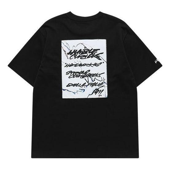 FILA FUSION x FUTURA Crossover Sports Round Neck Short Sleeve Couple Style Black T11U138103F-BK