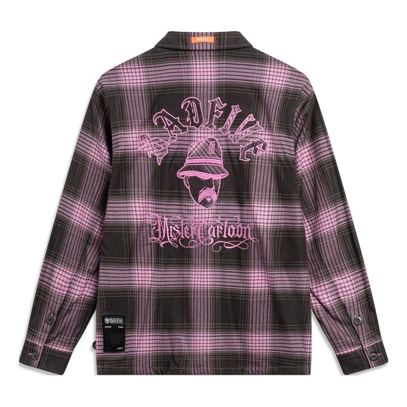 Li-Ning x Mister Cartoon BadFive Graphic Plaid Shirt 'Grey Pink' AFDT855-2