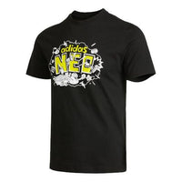 adidas neo M Fd Tee 3 Graffiti Printing Logo Sports Round Neck Short Sleeve Black H45094