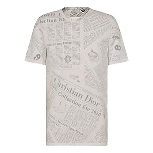 DIOR And Daniel Arsham Newspaper Print Short Sleeve For Men Beige 023J600C0589-C089