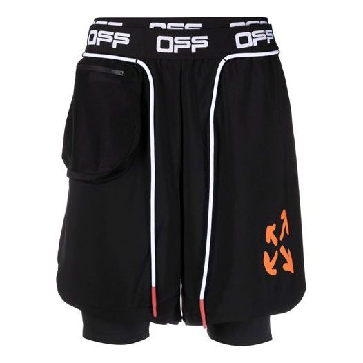 Off-White Active Arrow Pattern Sports Shorts Version Black OMVH012I21FAB0011020