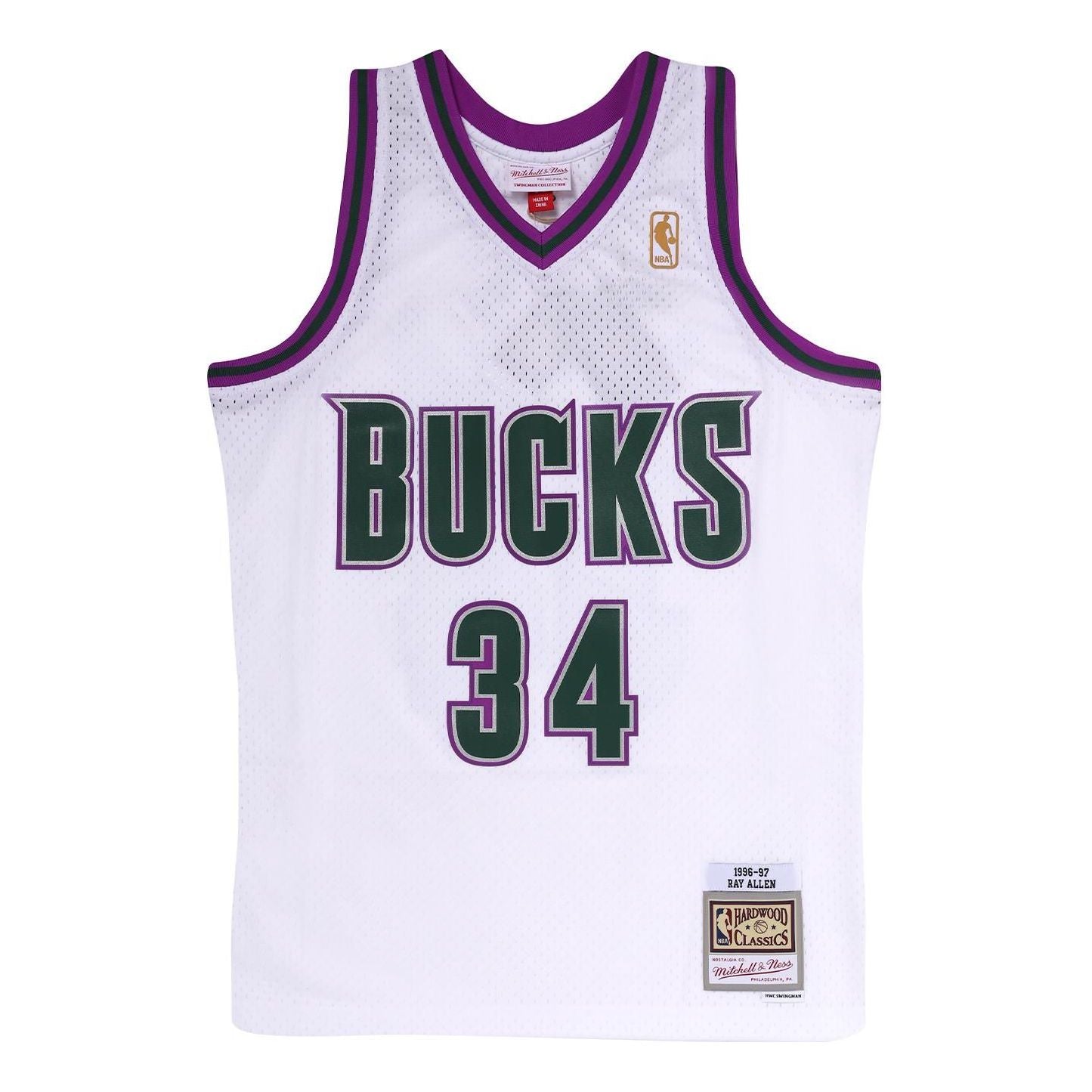Mitchell & Ness NBA Swingman Jersey 'Milwaukee Bucks - Ray Allen 1996-97' SMJY3134-MBU96RALWHIT