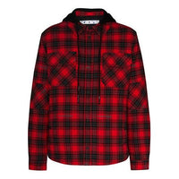 Off-White flannel hooded Plaid Shirt Jacket Red OMEA236E20FAB0012500