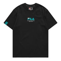 FILA FUSION Casual Sports Round Neck Printing Knit Short Sleeve Black T11M123104F-BK