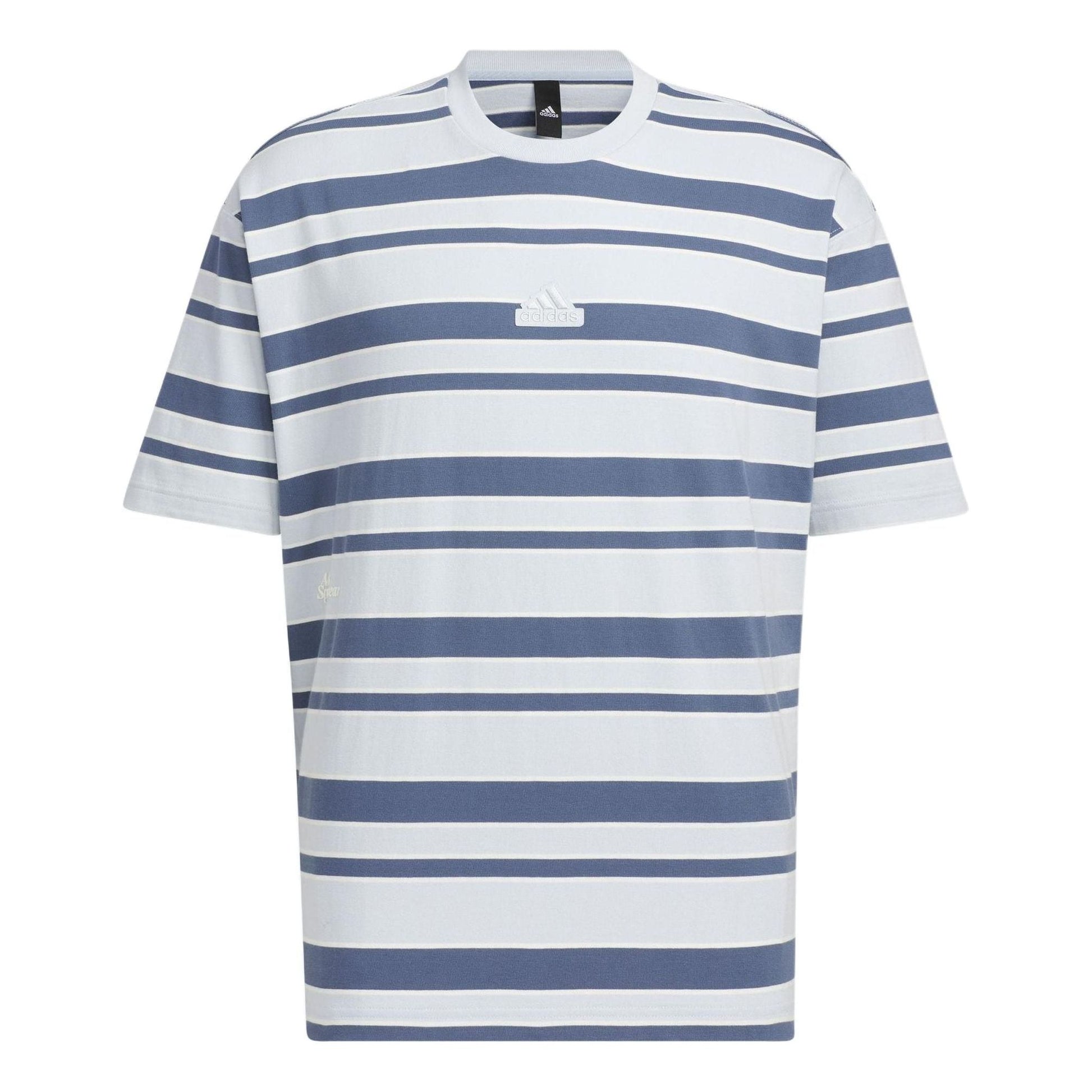 adidas Logo Stripe T-shirt Asia Sizing 'Grey Navy' IT3929