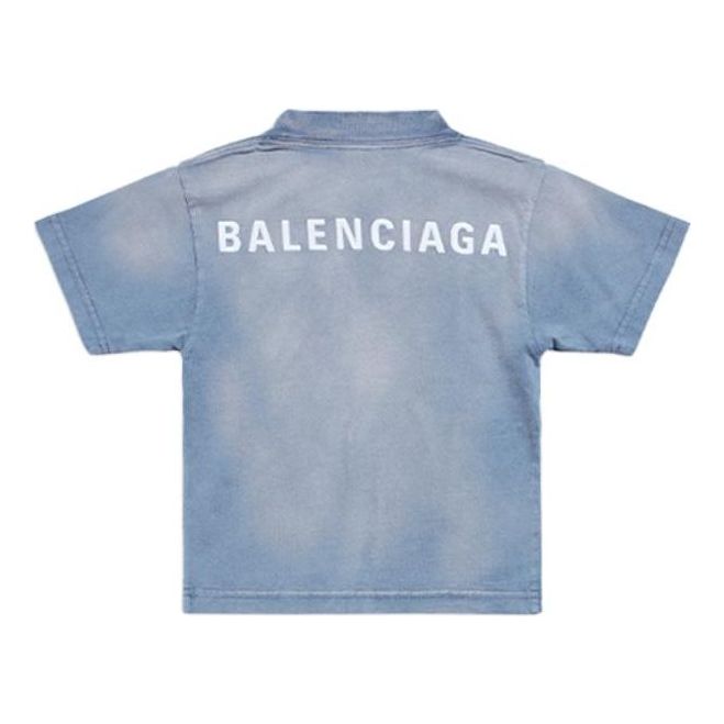 (GS) Balenciaga Back T-shirt 'Blue White' 681864TPVK14313