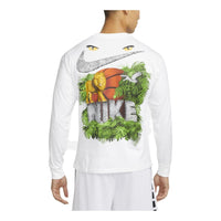 Men's Nike Back Lion Plant Pattern Printing Casual Round Neck Long Sleeves White T-Shirt DM2534-100