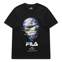 Men's FILA FUSION x staple Crossover Earth Printing Sports Round Neck Short Sleeve Black T51M024120F-BK