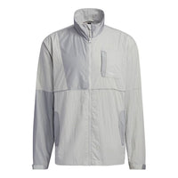 adidas neo M Cvr Jk Reflective Detail Sports Stand Collar Jacket light grey HE7949