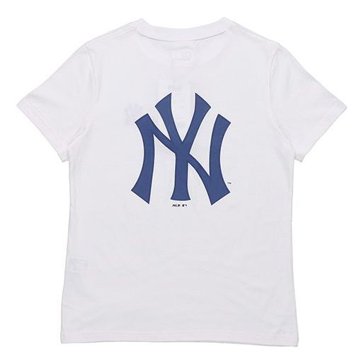 MLB Popcorn Series New York Yankees Basic Small Label Embroidered Sports Round Neck Short Sleeve Unisex White 31TSS3931-50W