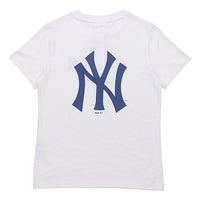 MLB Popcorn Series New York Yankees Basic Small Label Embroidered Sports Round Neck Short Sleeve Unisex White 31TSS3931-50W