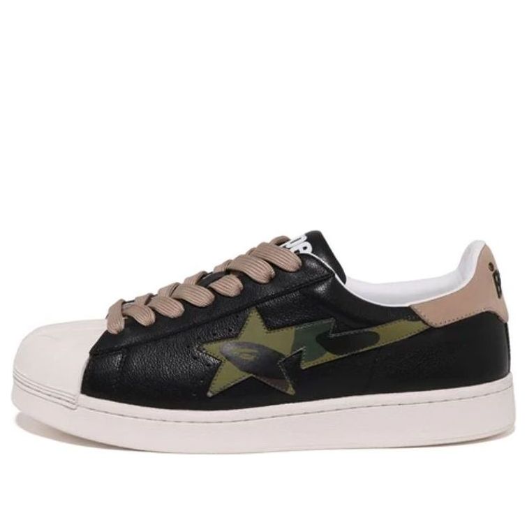 (WMNS) A BATHING APE Skull Sta Leather Low 'Black' 1I80-291-012-BLCK