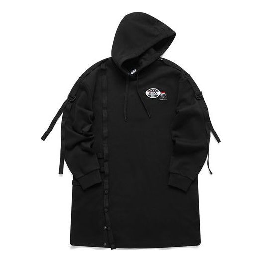 (WMNS) Fila FUSION x White Mountaineering Crossover Printing Long Sports Hoodie Black T11W117212F-BK