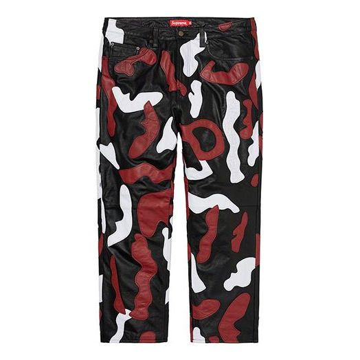 Supreme FW19 Week 12 Camo Leather 5Pocket Pant Red Camo SUP-FW19-1057