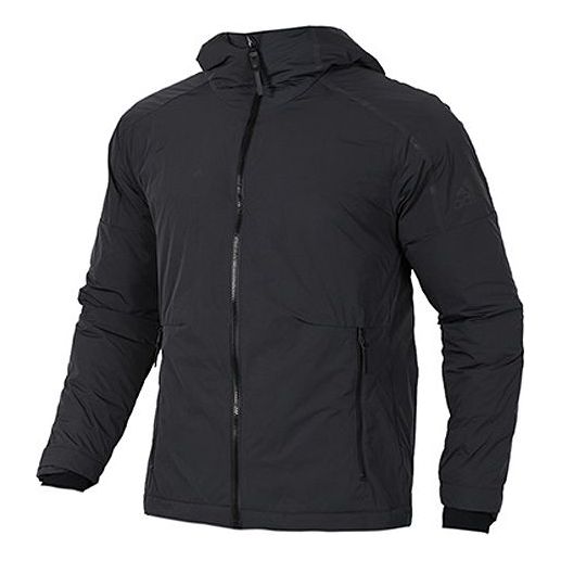 adidas Windproof Stay Warm Casual hooded With Down Feather Jacket Black BS1007