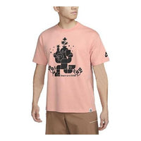 Men's Nike Pattern Printing Round Neck Pullover Casual Short Sleeve Pink T-Shirt DQ1011-824