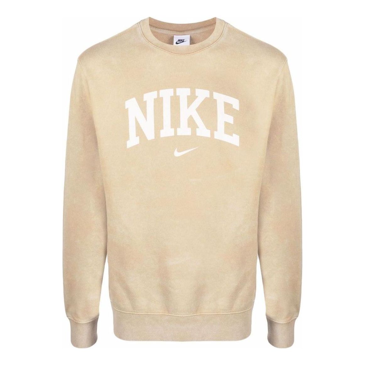 Men's Nike Arch Brand Logo Printing Tie Dye Round Neck Pullover Long Sleeves Beige DC0722-297