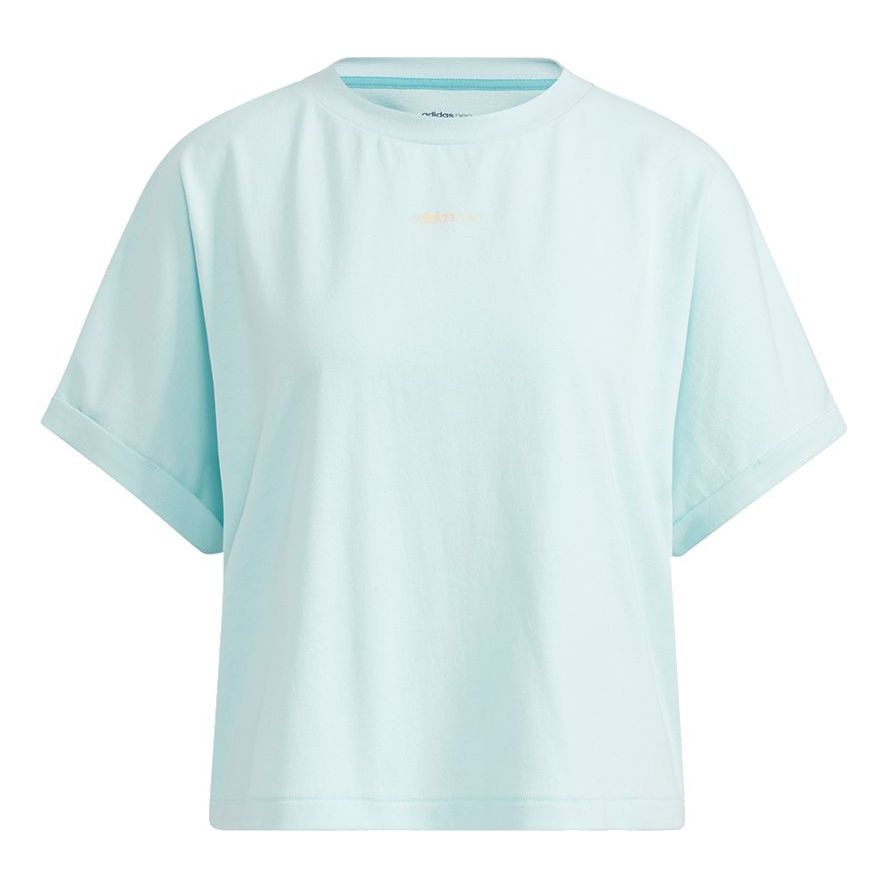 (WMNS) adidas neo July Tee 2 Leisure BackLetter PrintSports Short Sleeve Green H16279