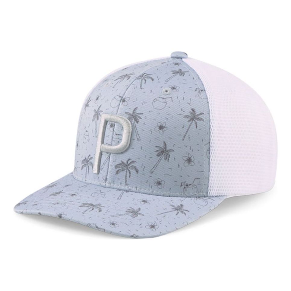 PUMA Tropical Bliss P Trucker Snapback Cap 'Grey Pink Teal' 024258