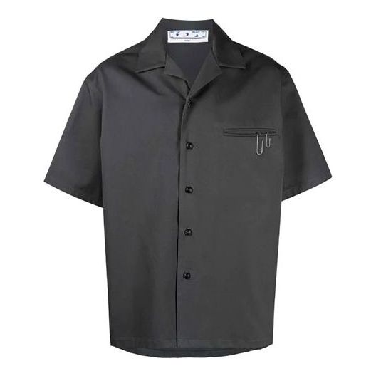 Men's Off-White FW21 Detail Short Sleeve Loose Fit Gray Shirt OMGA185F21FAB0010700