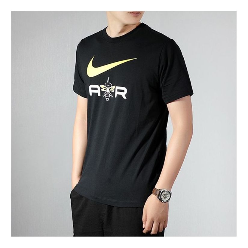 Nike Cartoon Pattern AIR Sports Breathable Short Sleeve Black CI2183-010