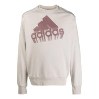 Men's adidas Printing Large Logo Round Neck Pullover Long Sleeves Gray HK0364