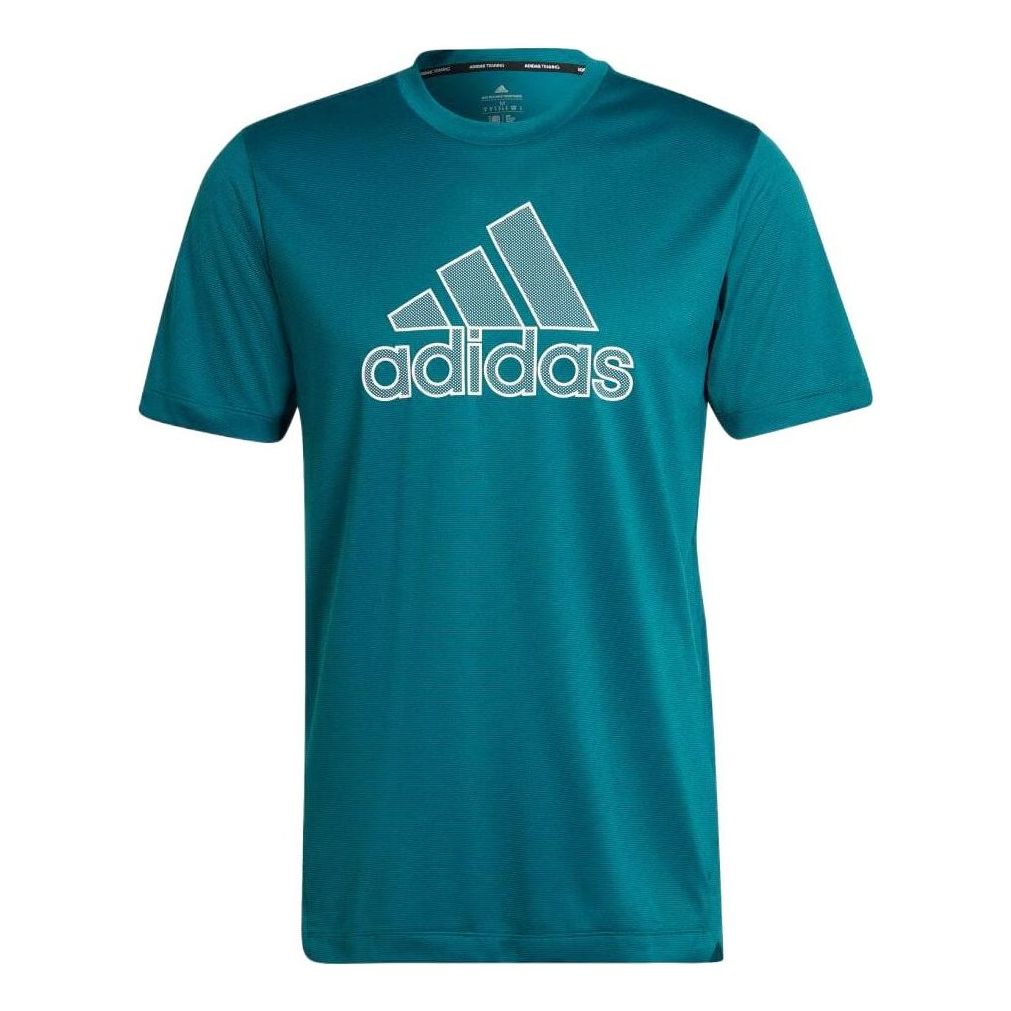 Men's adidas Alphabet Geometry Logo Printing Round Neck Short Sleeve Japanese Version Green T-Shirt H61171