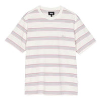 Men's Stussy Harbour Stripe Tee Round Neck Short Sleeve White 1140200