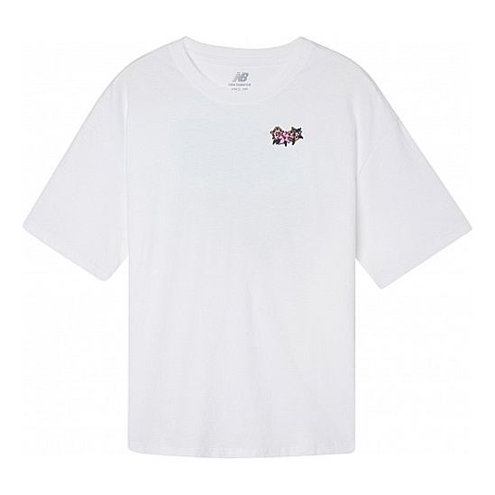 (WMNS) New Balance Embroidered Pattern Short Sleeve White AWT01536-WT