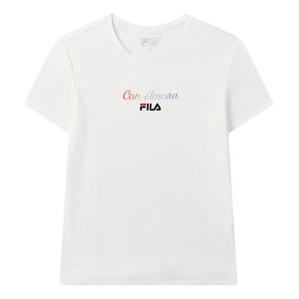 (WMNS) FILA Colorful Alphabet Printing Short Sleeve White F11W028112F-WT