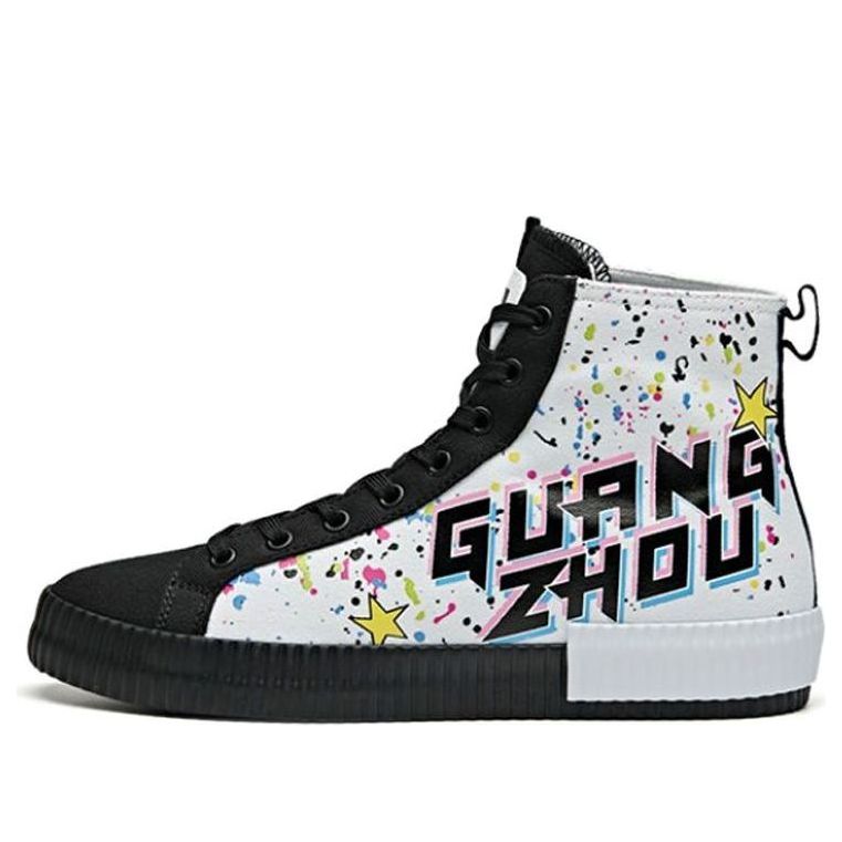 ANTA Guangzhou Graffiti High Top Canvas Shoes 'White Black' 11948620-4