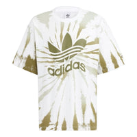 Men's adidas Tie Dye Printing Large Logo Round Neck Pullover Short Sleeve Green T-Shirt HS1941