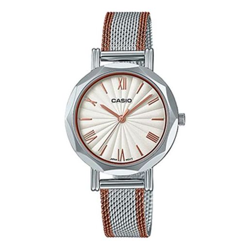CASIO Female DRESS Japan / South Korea Fashion White Analog LTP-E411MSR-7ADF
