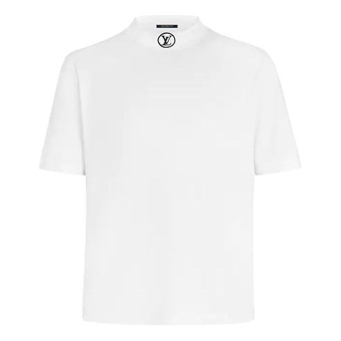 Men's LOUIS VUITTON High Collar Short Sleeve LOGO Short Sleeve White 1A40R7