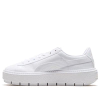 (WMNS) PUMA Basket Platform Retro Low Tops Casual Skateboarding Shoes Unisex White 367046-01