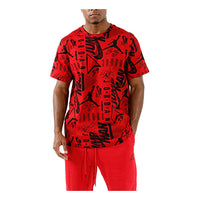 Air Jordan Jumpman Full Print Logo Basketball Sports Round Neck Short Sleeve Red DC9801-687