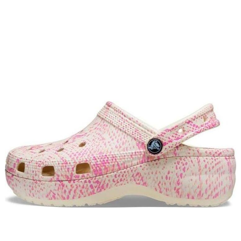 (WMNS) Crocs Classic Platform Snake Print Clogs 'Pink' 207328-2Y3