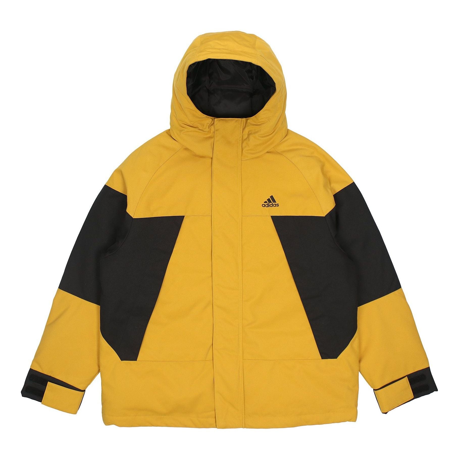 adidas Cb Bos Logo Jkt Contrast Color Stitching Hooded Down Jacket Yellow H23091