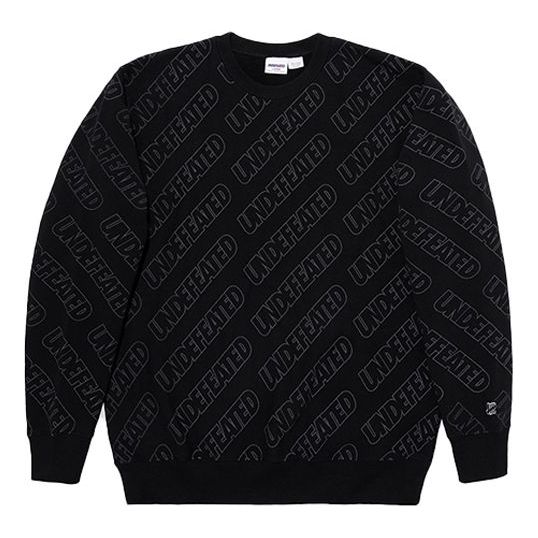 Men's UNDEFEATED Logo Embroidered Alphabet Printing Round Neck Fleece Lined Black UNDSW20054DPD