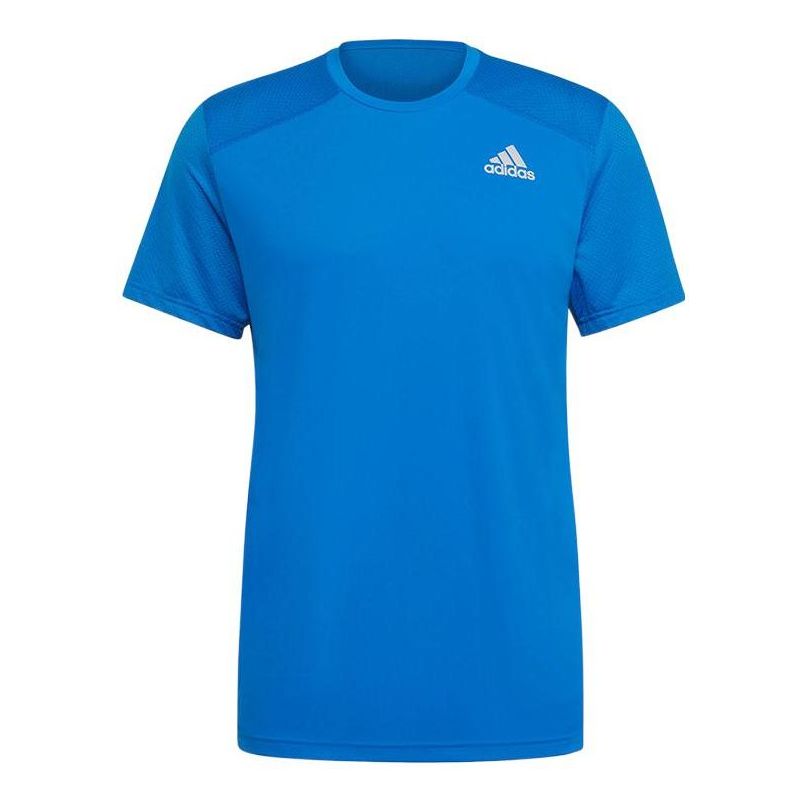 Men's adidas Solid Color Alphabet Logo Printing Short Sleeve Blue T-Shirt HB7463