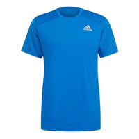 Men's adidas Solid Color Alphabet Logo Printing Short Sleeve Blue T-Shirt HB7463
