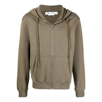 Men's Off-White SS22 Solid Color Hooded Zipper Autumn Green OMBE013S22FLE0035656