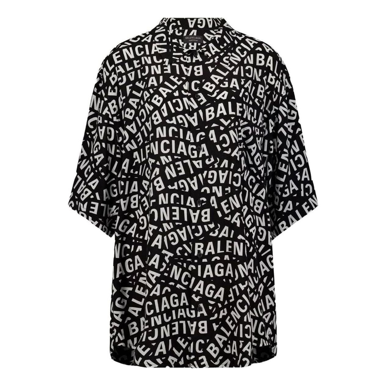 Balenciaga Logo Strips Minimal Short Sleeve Shirt 'Black' 681813TML21-1269