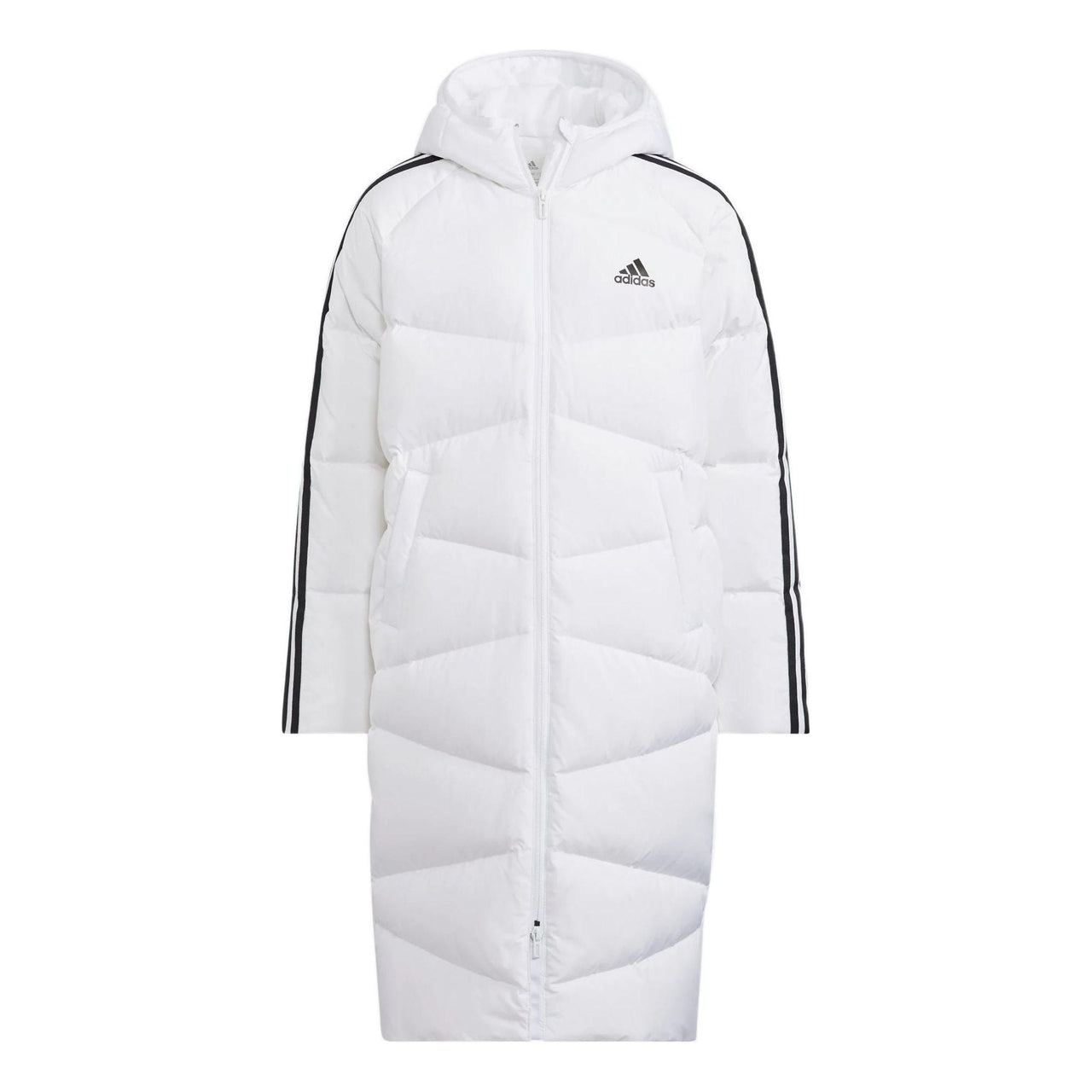 (GS) adidas Padding 3-Stripe Long Length Down Jacket Asia Sizing 'Whtie' HM7165
