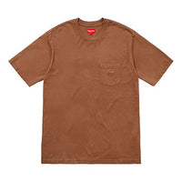 Supreme SS18 Overdyed Pocket Tee Washed Brown Logo Tee SUP-SS18-145