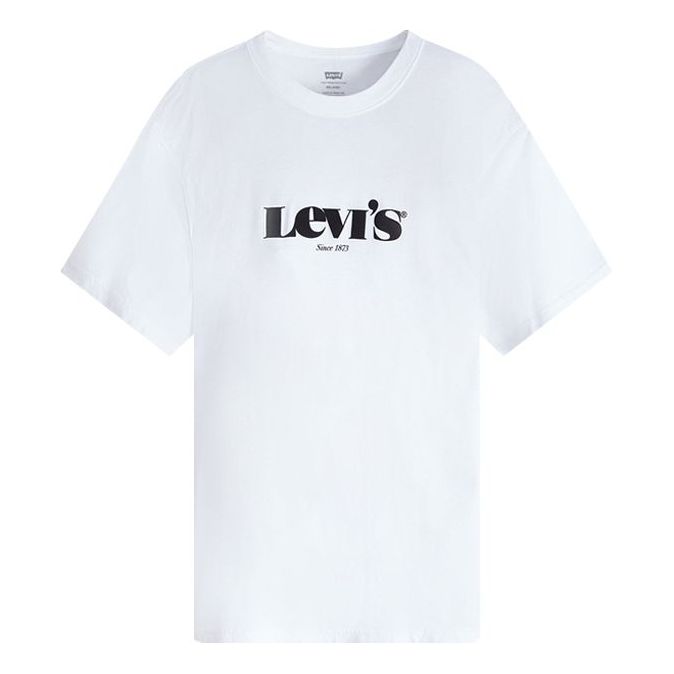Men's Levis Round Neck Pure Cotton Alphabet Logo Printing Short Sleeve White 16143-0083