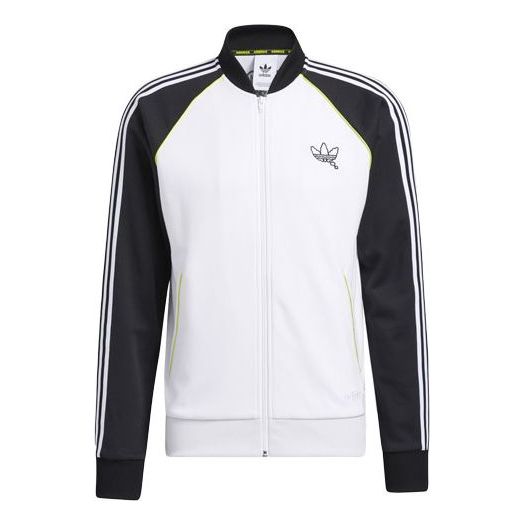 adidas originals Athletics Sports Stripe Contrasting Colors Jacket White H16229