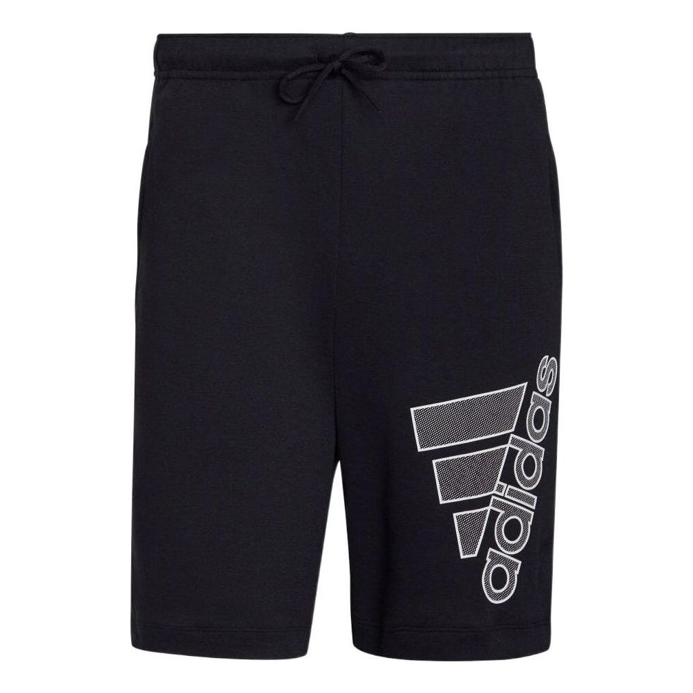 Men's adidas Alphabet Logo Printing Drawstring Lacing Straight Shorts Japanese Version Black HD9466
